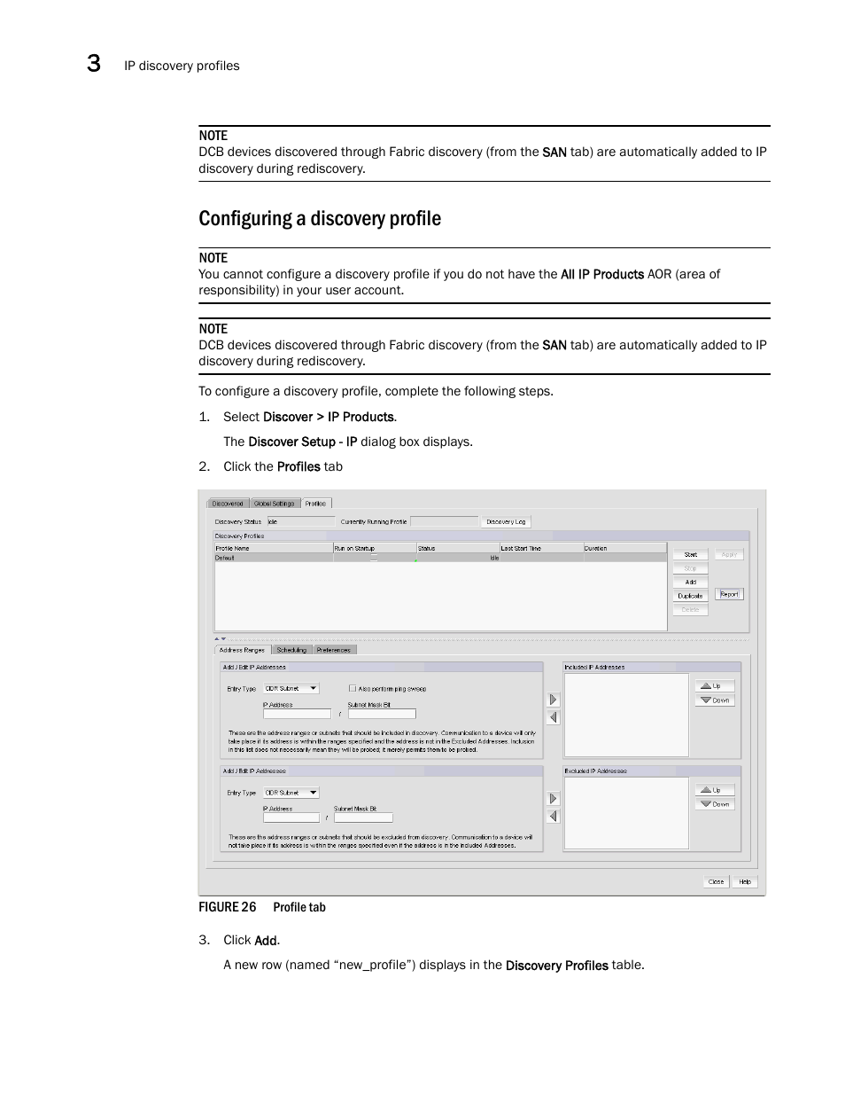 Configuring a discovery profile | Brocade Network Advisor SAN + IP User Manual v12.3.0 User Manual | Page 160 / 2702