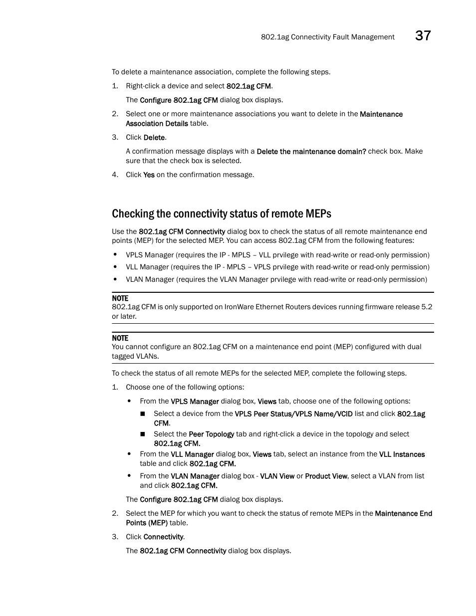 Checking the connectivity status of remote meps, Checking the, Connectivity status of remote meps | Brocade Network Advisor SAN + IP User Manual v12.3.0 User Manual | Page 1601 / 2702