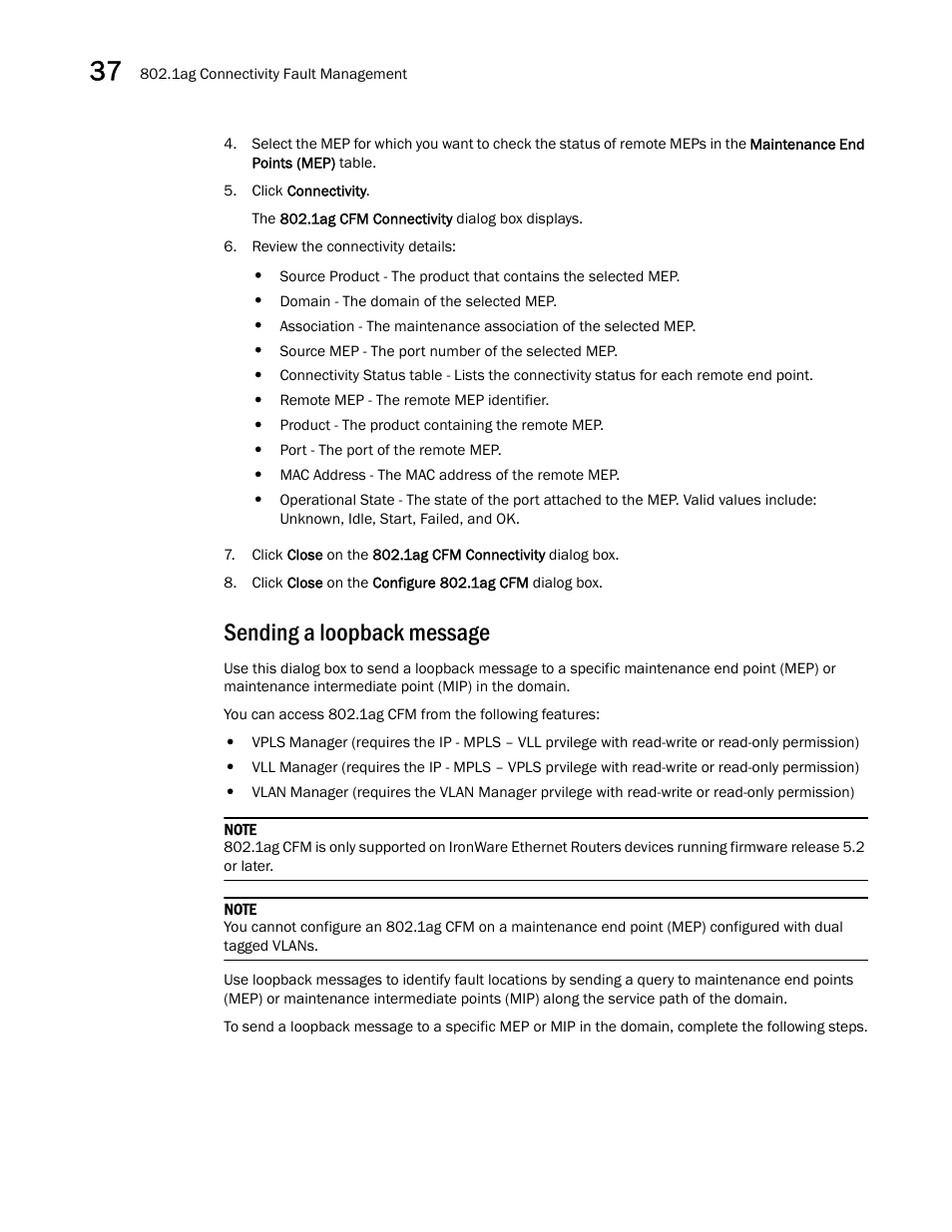 Sending a loopback message, Sending a, Loopback message | Brocade Network Advisor SAN + IP User Manual v12.3.0 User Manual | Page 1602 / 2702