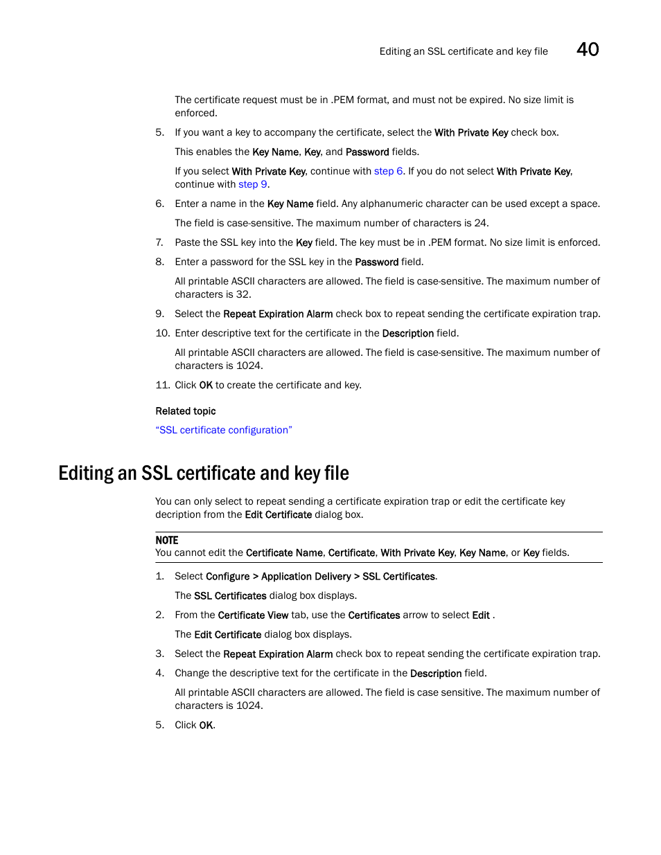 Editing an ssl certificate and key file, Editing an ssl certificate and key file 9 | Brocade Network Advisor SAN + IP User Manual v12.3.0 User Manual | Page 1641 / 2702