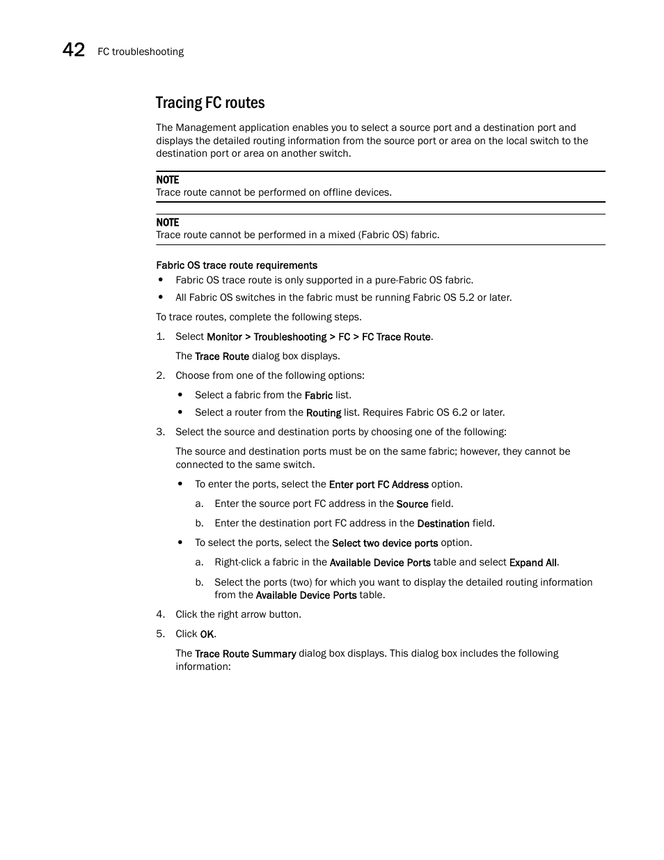 Tracing fc routes | Brocade Network Advisor SAN + IP User Manual v12.3.0 User Manual | Page 1660 / 2702
