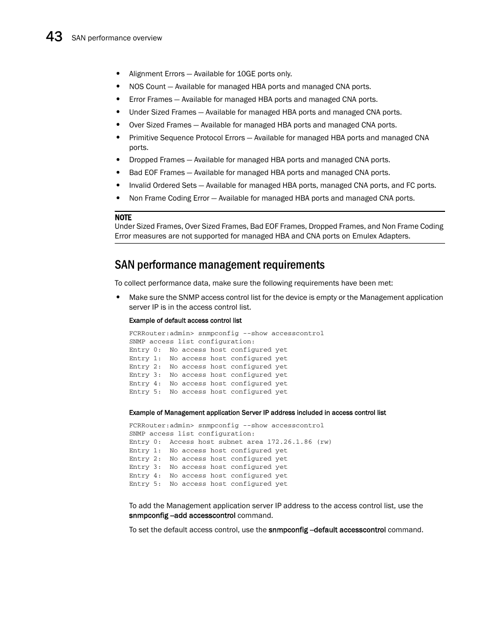 San performance management requirements | Brocade Network Advisor SAN + IP User Manual v12.3.0 User Manual | Page 1676 / 2702