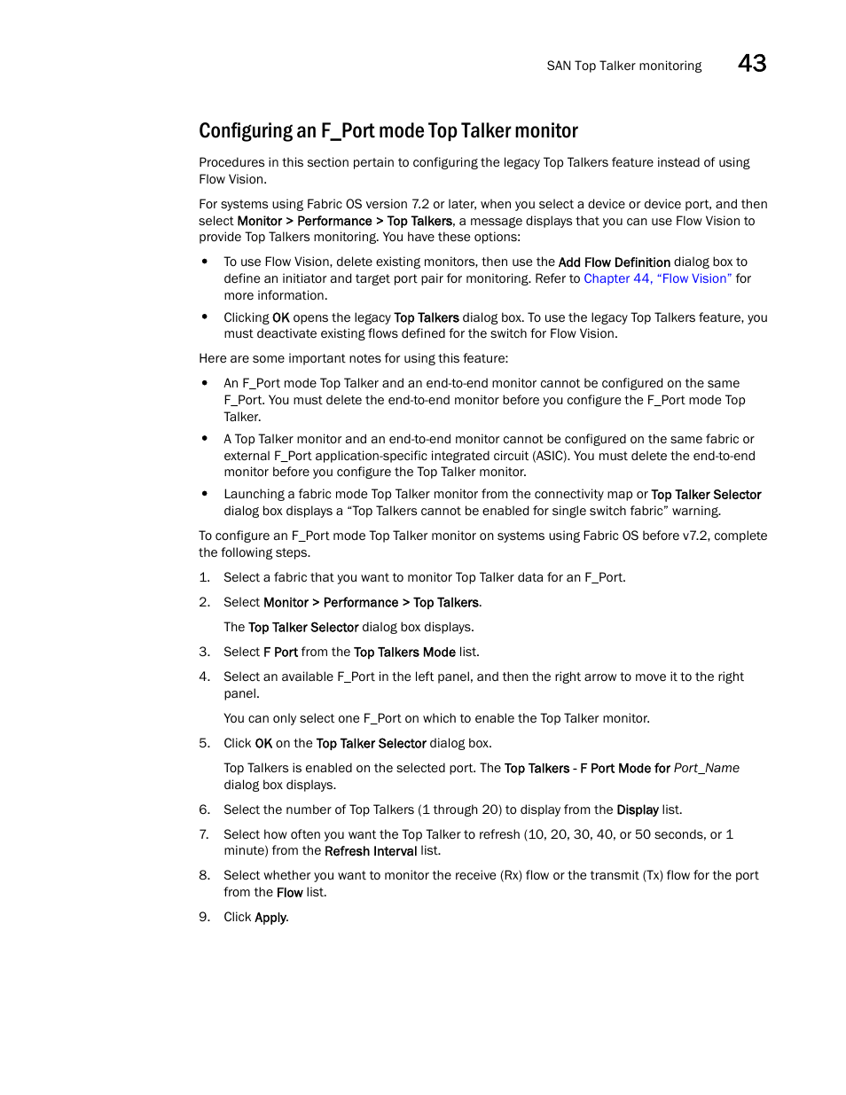 Configuring an f_port mode top talker monitor | Brocade Network Advisor SAN + IP User Manual v12.3.0 User Manual | Page 1703 / 2702