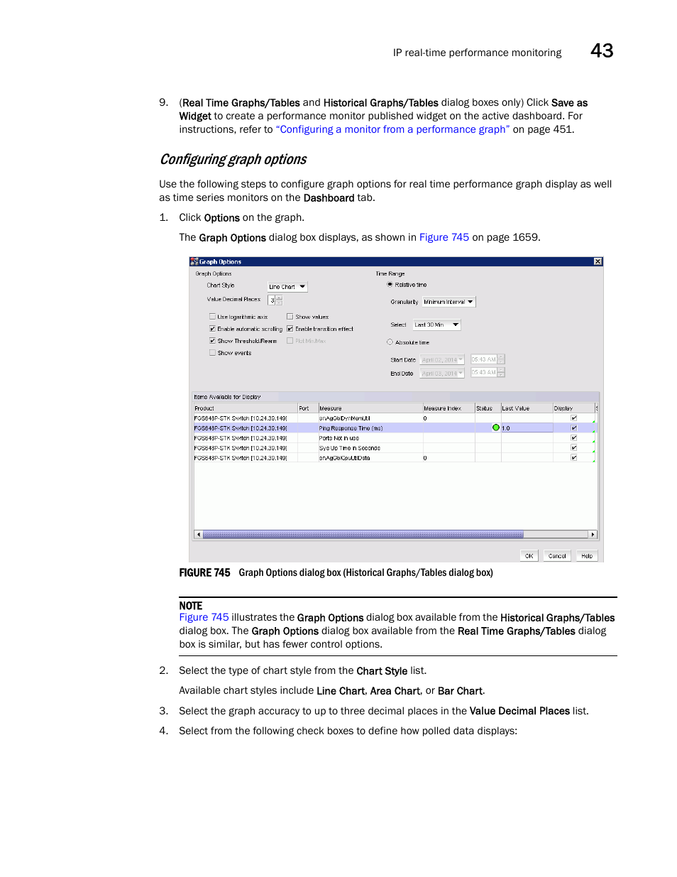 Configuring graph options, Step 9, Configuring graph | Options | Brocade Network Advisor SAN + IP User Manual v12.3.0 User Manual | Page 1731 / 2702