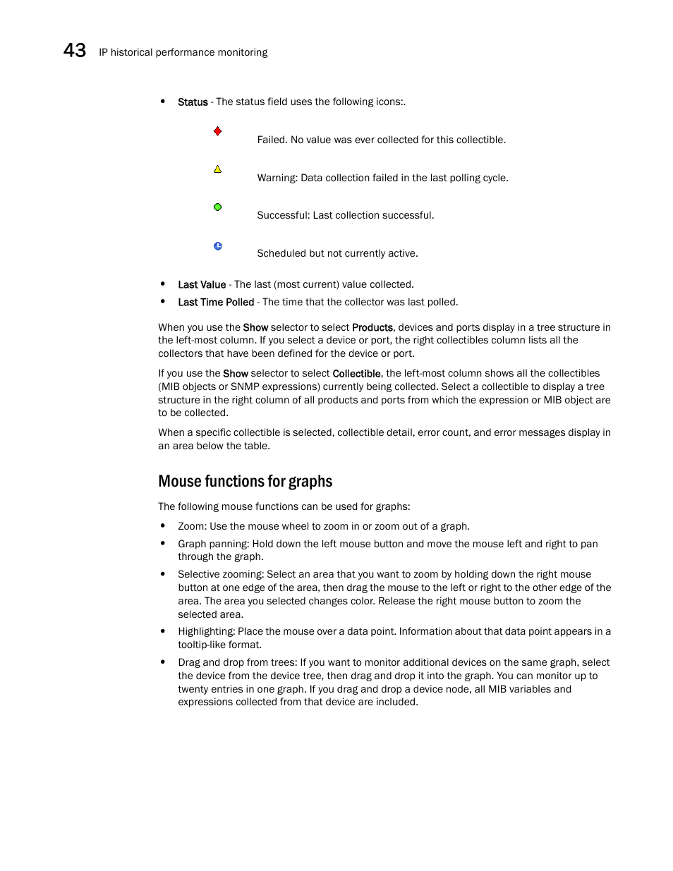 Mouse functions for graphs | Brocade Network Advisor SAN + IP User Manual v12.3.0 User Manual | Page 1752 / 2702