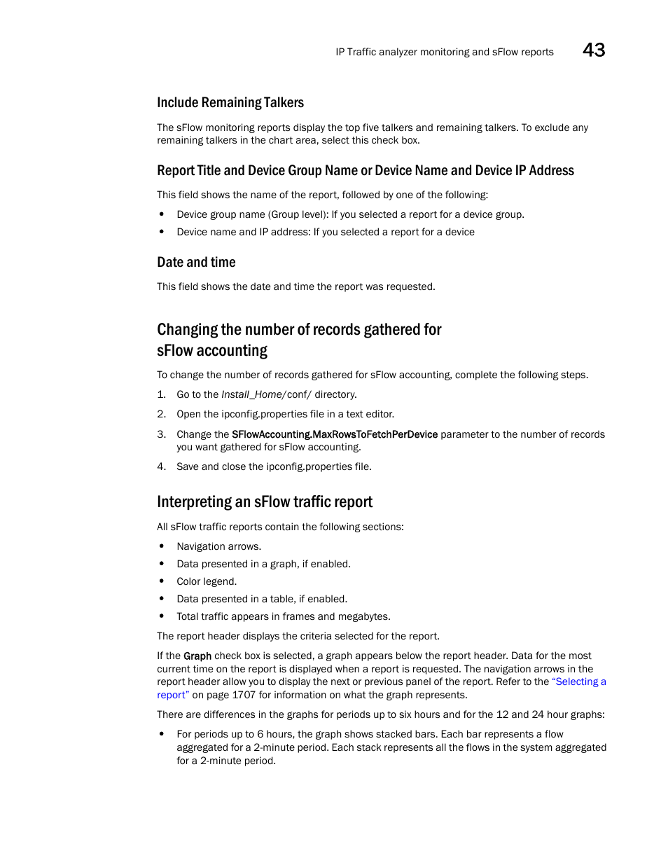 Interpreting an sflow traffic report, Include remaining talkers, Date and time | Brocade Network Advisor SAN + IP User Manual v12.3.0 User Manual | Page 1781 / 2702