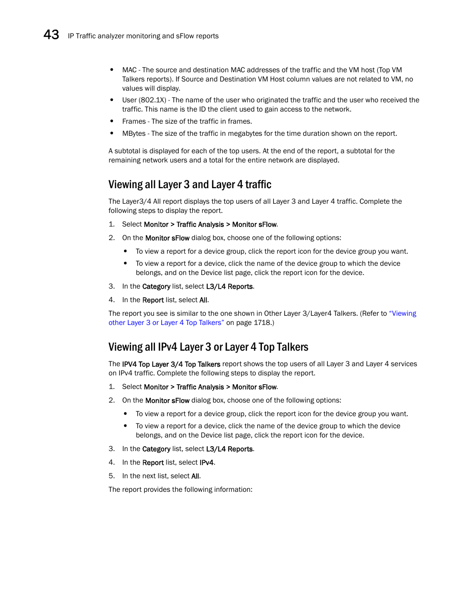 Viewing all layer 3 and layer 4 traffic, Viewing all ipv4 layer 3 or layer 4 top talkers | Brocade Network Advisor SAN + IP User Manual v12.3.0 User Manual | Page 1784 / 2702