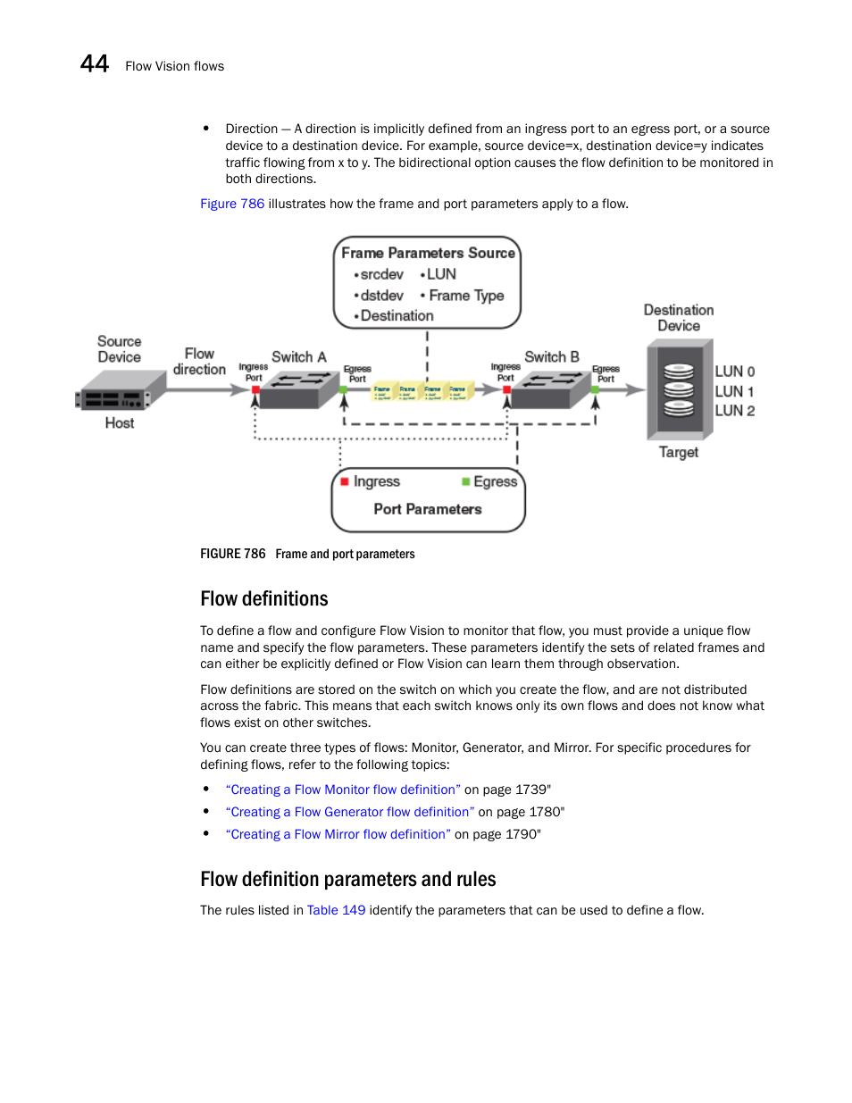 Flow definitions, Flow definition parameters and rules | Brocade Network Advisor SAN + IP User Manual v12.3.0 User Manual | Page 1800 / 2702