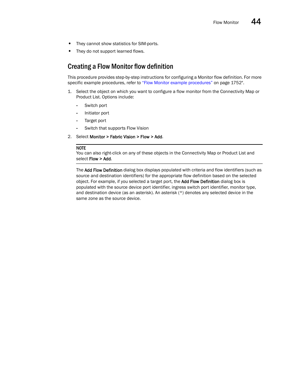 Creating a flow monitor flow definition | Brocade Network Advisor SAN + IP User Manual v12.3.0 User Manual | Page 1811 / 2702