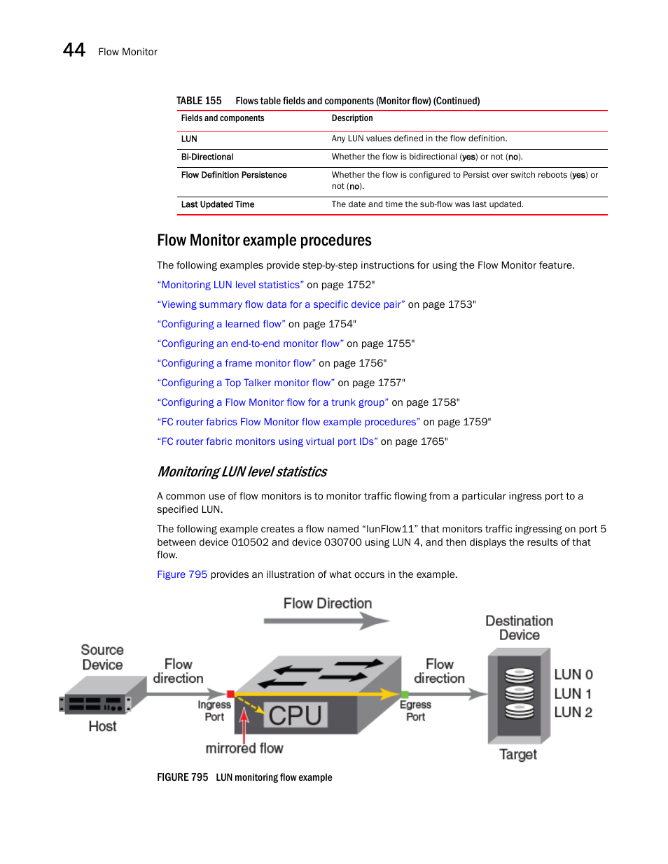 Flow monitor example procedures, Flow monitor, Example procedures | Monitoring lun level statistics | Brocade Network Advisor SAN + IP User Manual v12.3.0 User Manual | Page 1824 / 2702