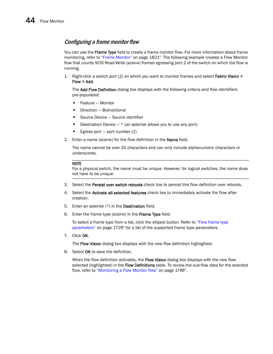 Configuring a frame monitor flow | Brocade Network Advisor SAN + IP User Manual v12.3.0 User Manual | Page 1828 / 2702