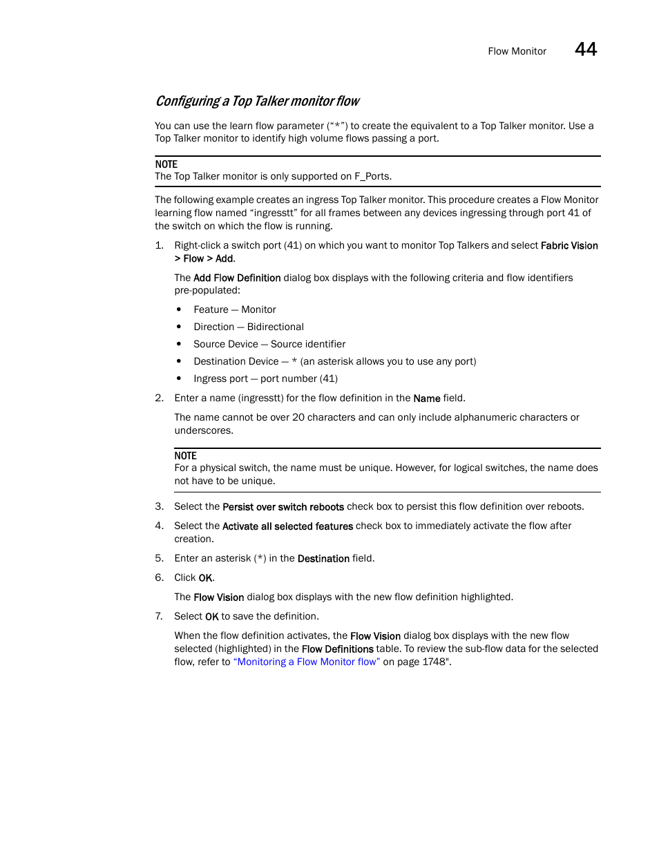 Configuring a top talker monitor flow | Brocade Network Advisor SAN + IP User Manual v12.3.0 User Manual | Page 1829 / 2702