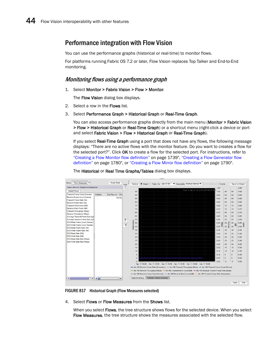 Performance integration with flow vision, Ormance graph, Monitoring flows using a performance | Graph, Monitoring flows using a performance graph | Brocade Network Advisor SAN + IP User Manual v12.3.0 User Manual | Page 1890 / 2702