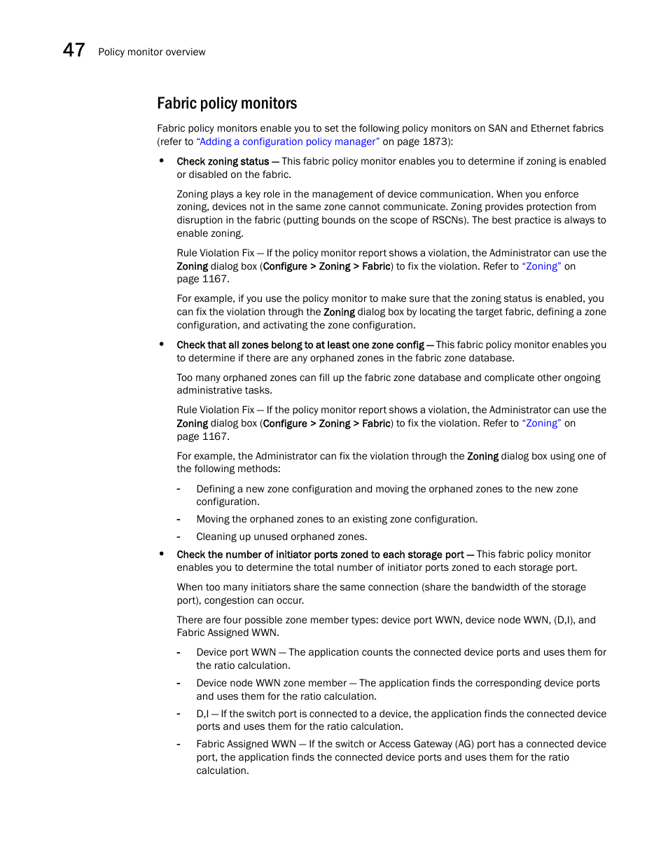 Fabric policy monitors | Brocade Network Advisor SAN + IP User Manual v12.3.0 User Manual | Page 1936 / 2702
