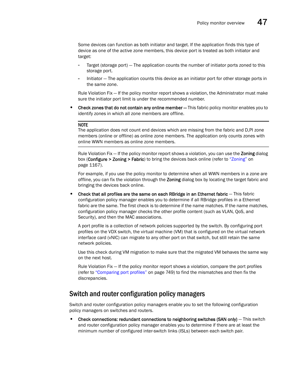 Switch and router configuration policy managers | Brocade Network Advisor SAN + IP User Manual v12.3.0 User Manual | Page 1937 / 2702