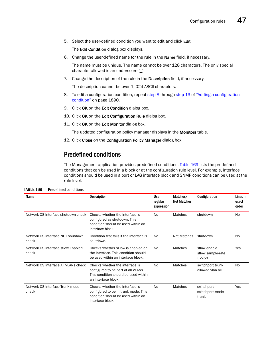 Predefined conditions | Brocade Network Advisor SAN + IP User Manual v12.3.0 User Manual | Page 1965 / 2702