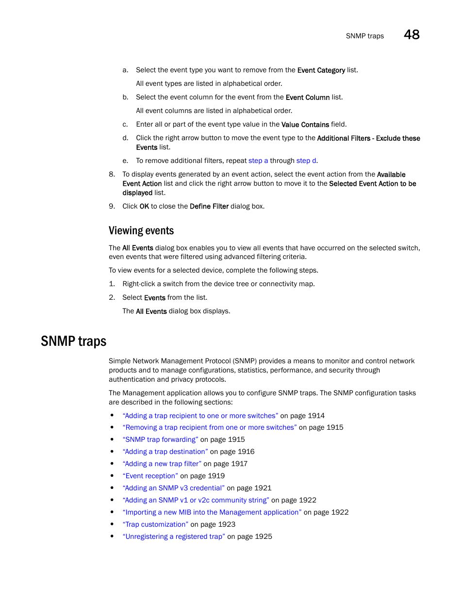 Viewing events, Snmp traps, Snmp traps 3 | Brocade Network Advisor SAN + IP User Manual v12.3.0 User Manual | Page 1985 / 2702