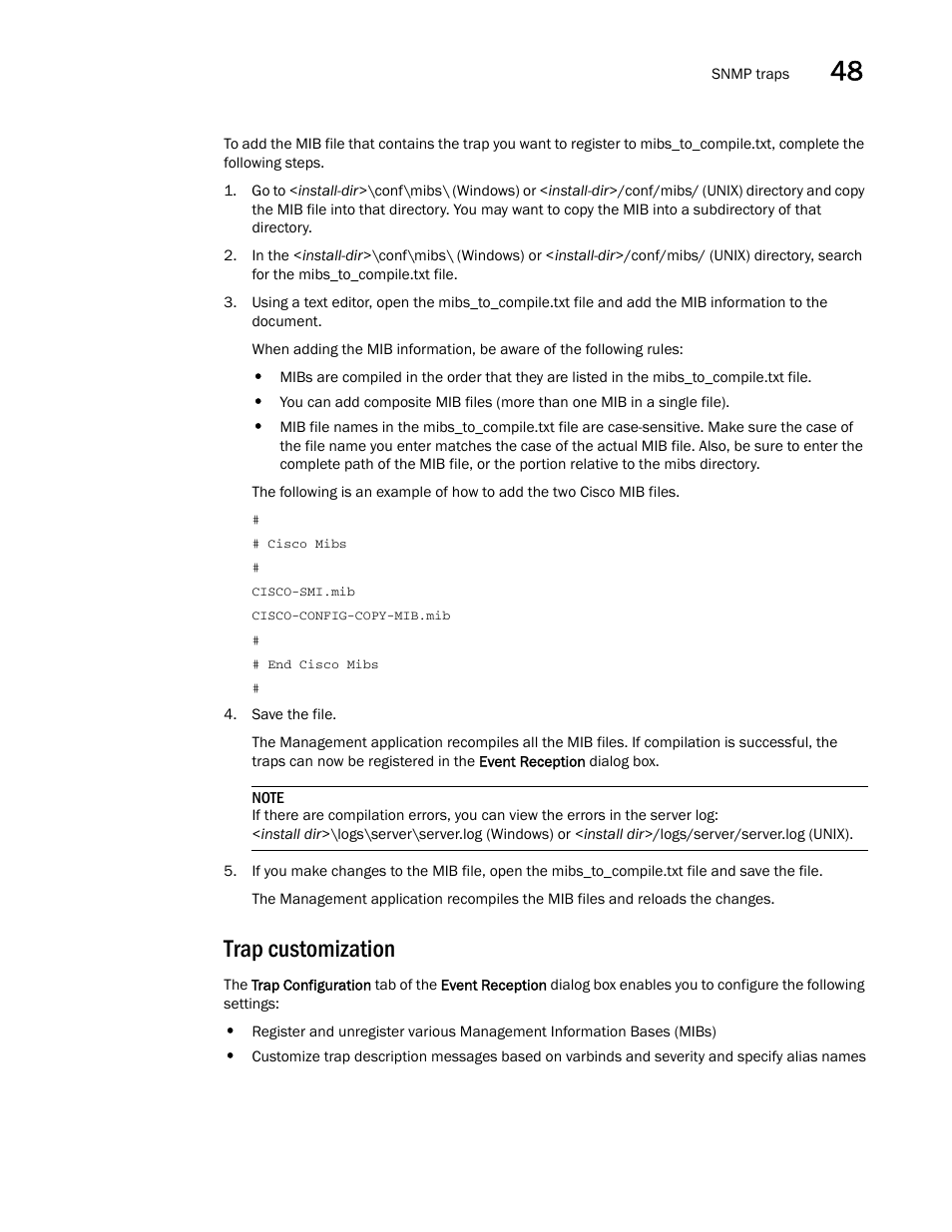 Trap customization | Brocade Network Advisor SAN + IP User Manual v12.3.0 User Manual | Page 1995 / 2702