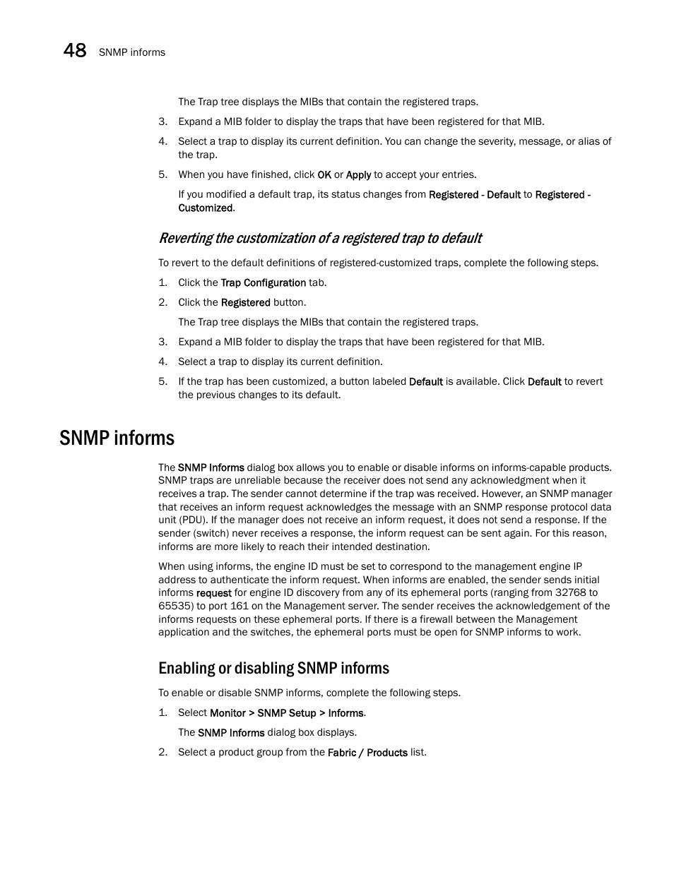 Snmp informs, Snmp informs 6, Enabling or disabling snmp informs | Brocade Network Advisor SAN + IP User Manual v12.3.0 User Manual | Page 1998 / 2702