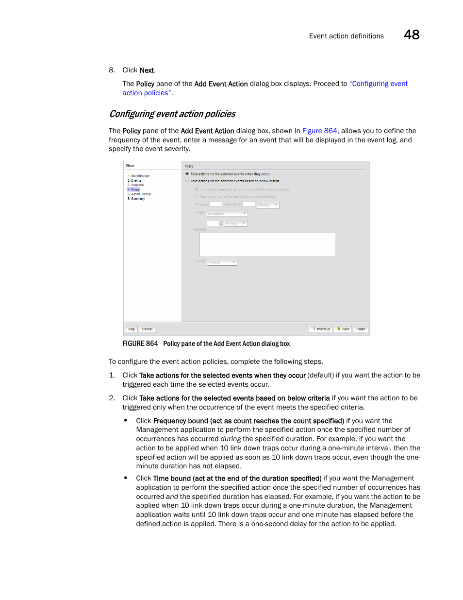 Configuring event action policies | Brocade Network Advisor SAN + IP User Manual v12.3.0 User Manual | Page 2009 / 2702