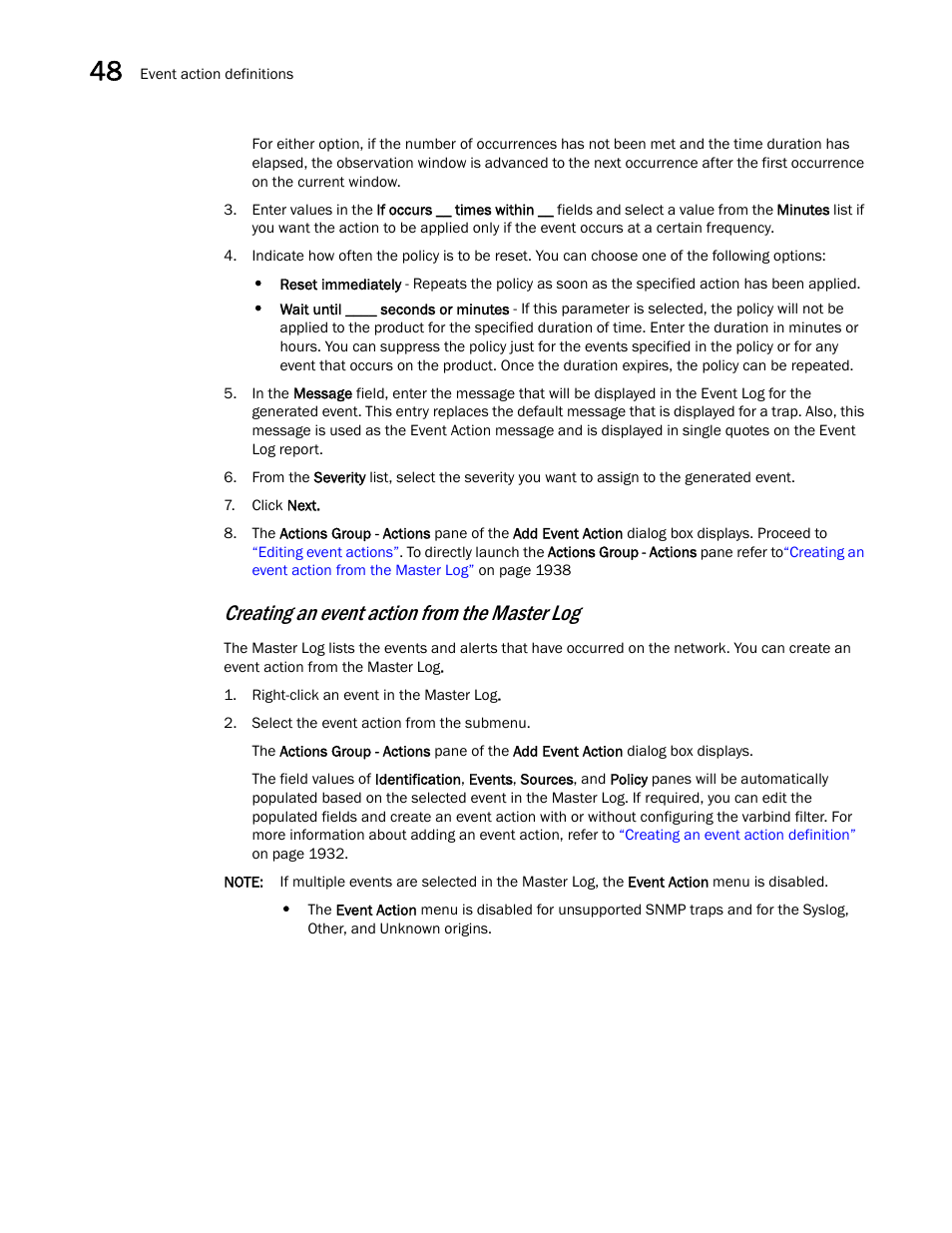 Creating an event action from the master log | Brocade Network Advisor SAN + IP User Manual v12.3.0 User Manual | Page 2010 / 2702