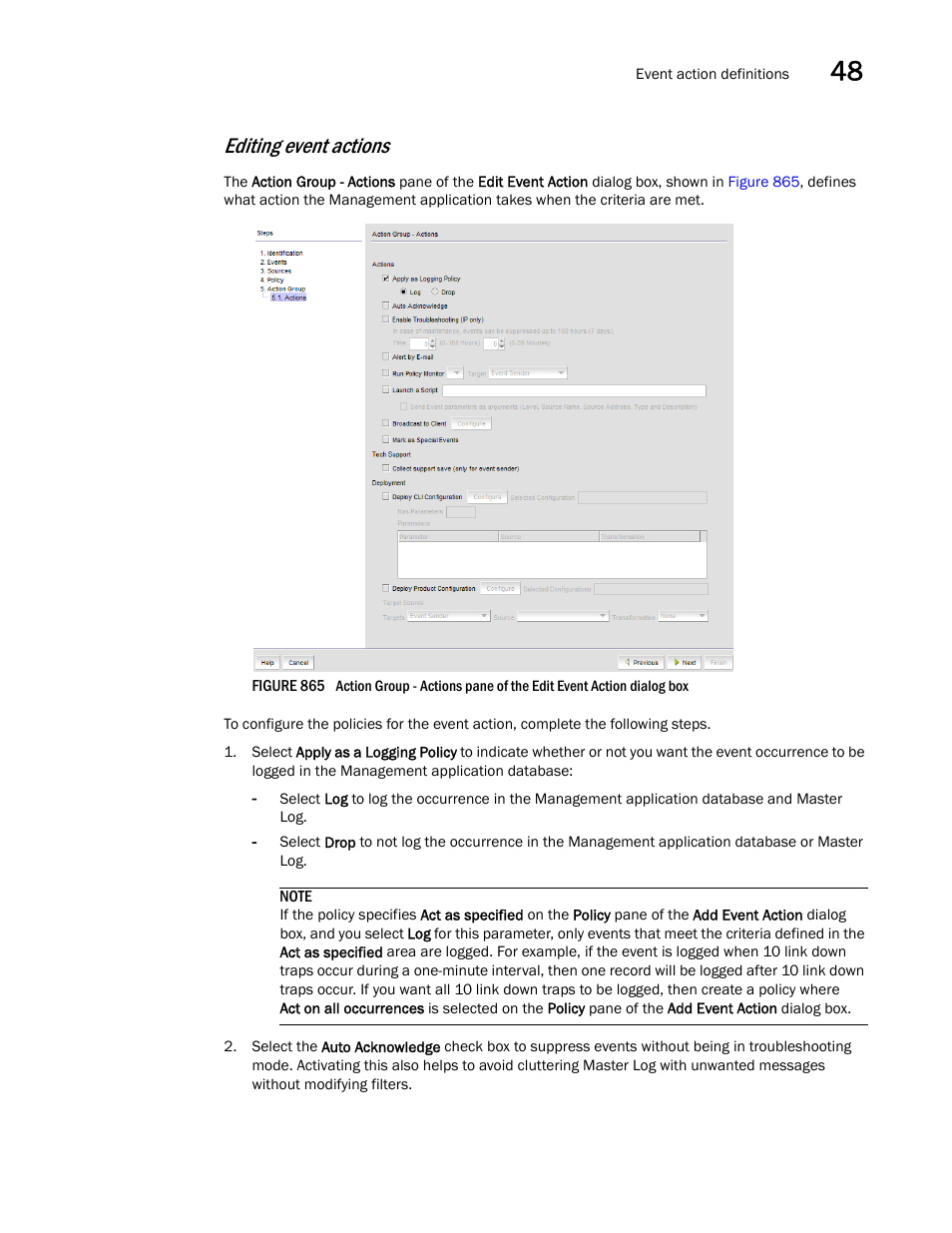 Editing event actions | Brocade Network Advisor SAN + IP User Manual v12.3.0 User Manual | Page 2011 / 2702
