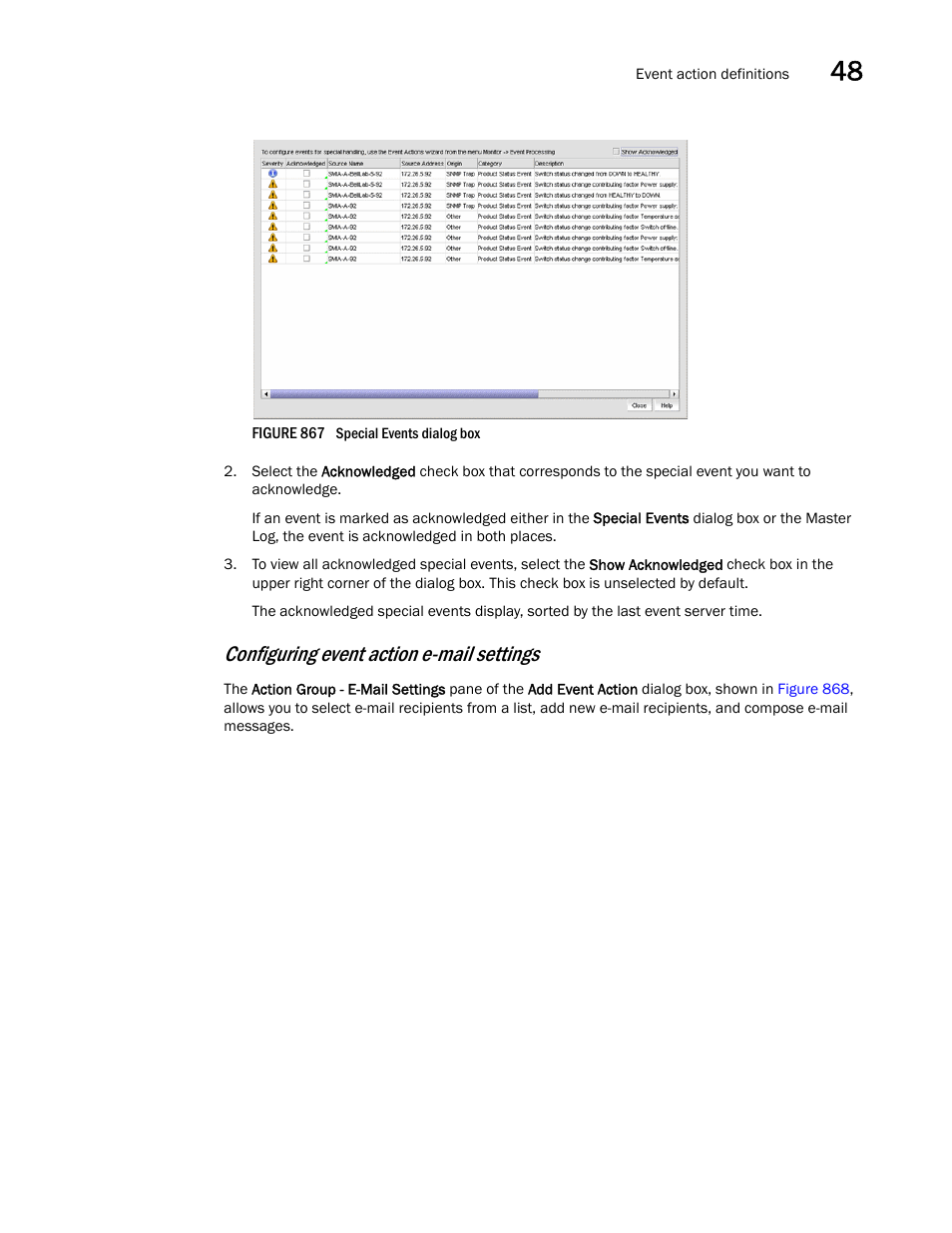 Configuring event action e-mail settings | Brocade Network Advisor SAN + IP User Manual v12.3.0 User Manual | Page 2015 / 2702