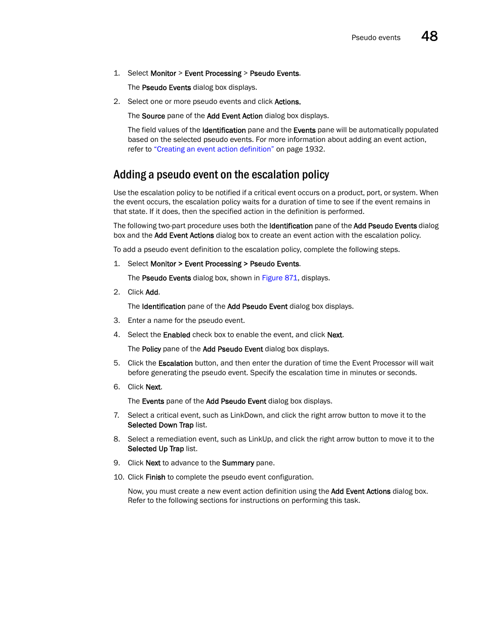 Adding a pseudo event on the escalation policy | Brocade Network Advisor SAN + IP User Manual v12.3.0 User Manual | Page 2025 / 2702