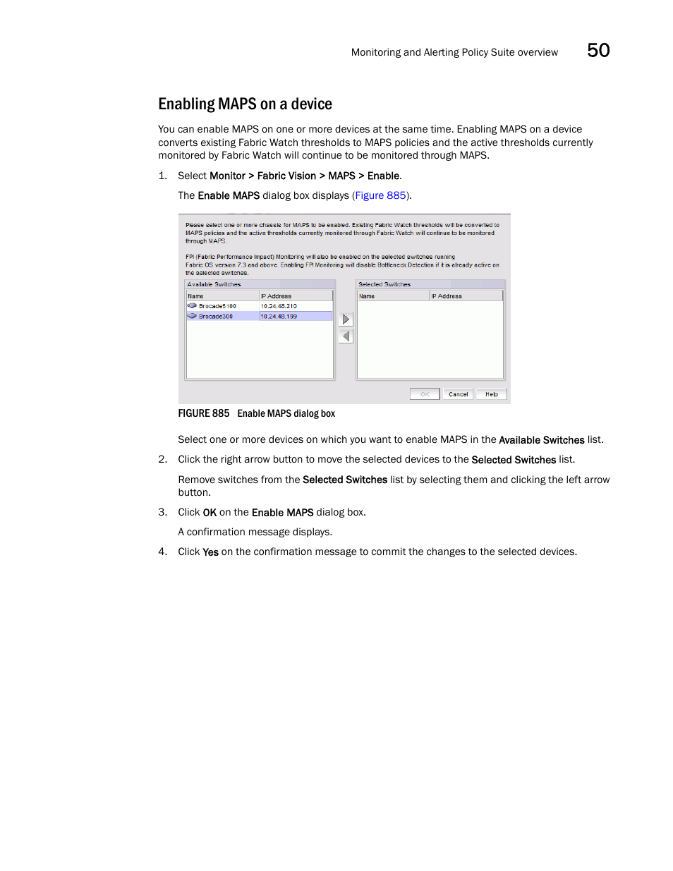 Enabling maps on a device | Brocade Network Advisor SAN + IP User Manual v12.3.0 User Manual | Page 2057 / 2702