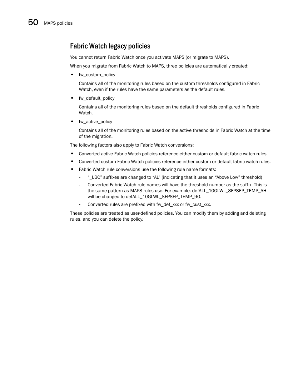 Fabric watch legacy policies | Brocade Network Advisor SAN + IP User Manual v12.3.0 User Manual | Page 2074 / 2702