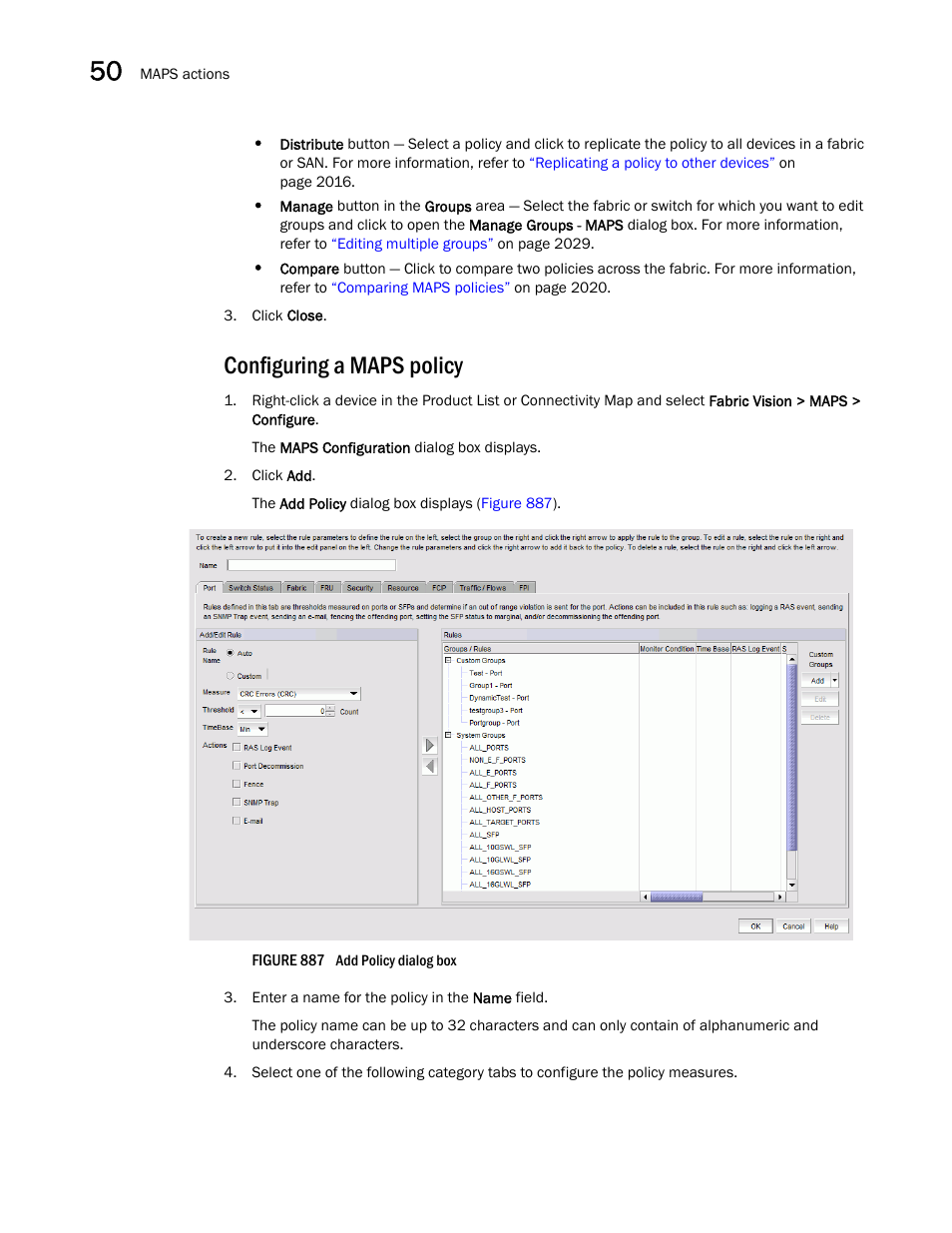 Configuring a maps policy | Brocade Network Advisor SAN + IP User Manual v12.3.0 User Manual | Page 2082 / 2702