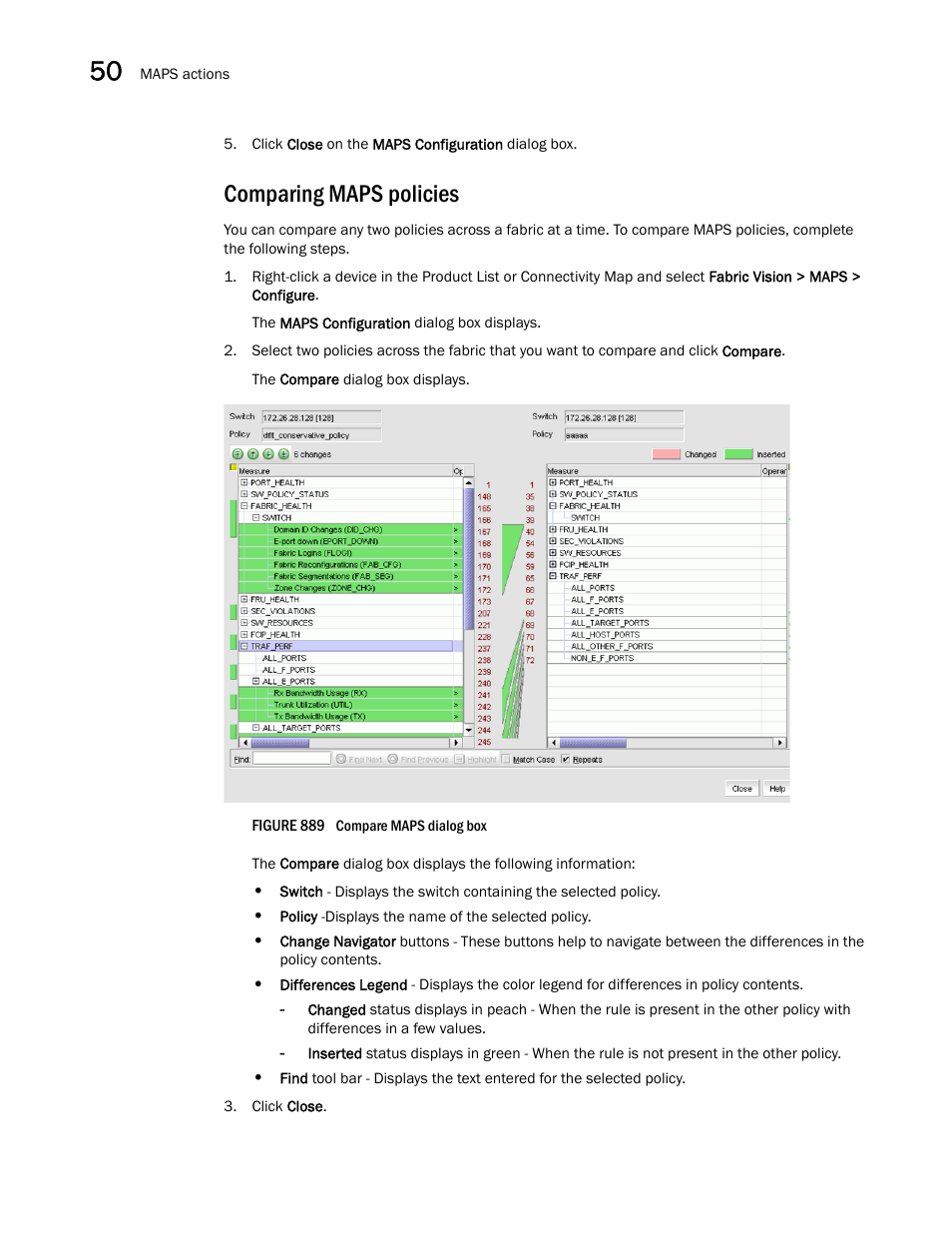Comparing maps policies | Brocade Network Advisor SAN + IP User Manual v12.3.0 User Manual | Page 2092 / 2702