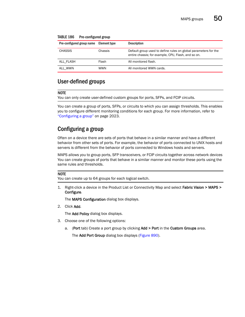 User-defined groups, Configuring a group | Brocade Network Advisor SAN + IP User Manual v12.3.0 User Manual | Page 2095 / 2702