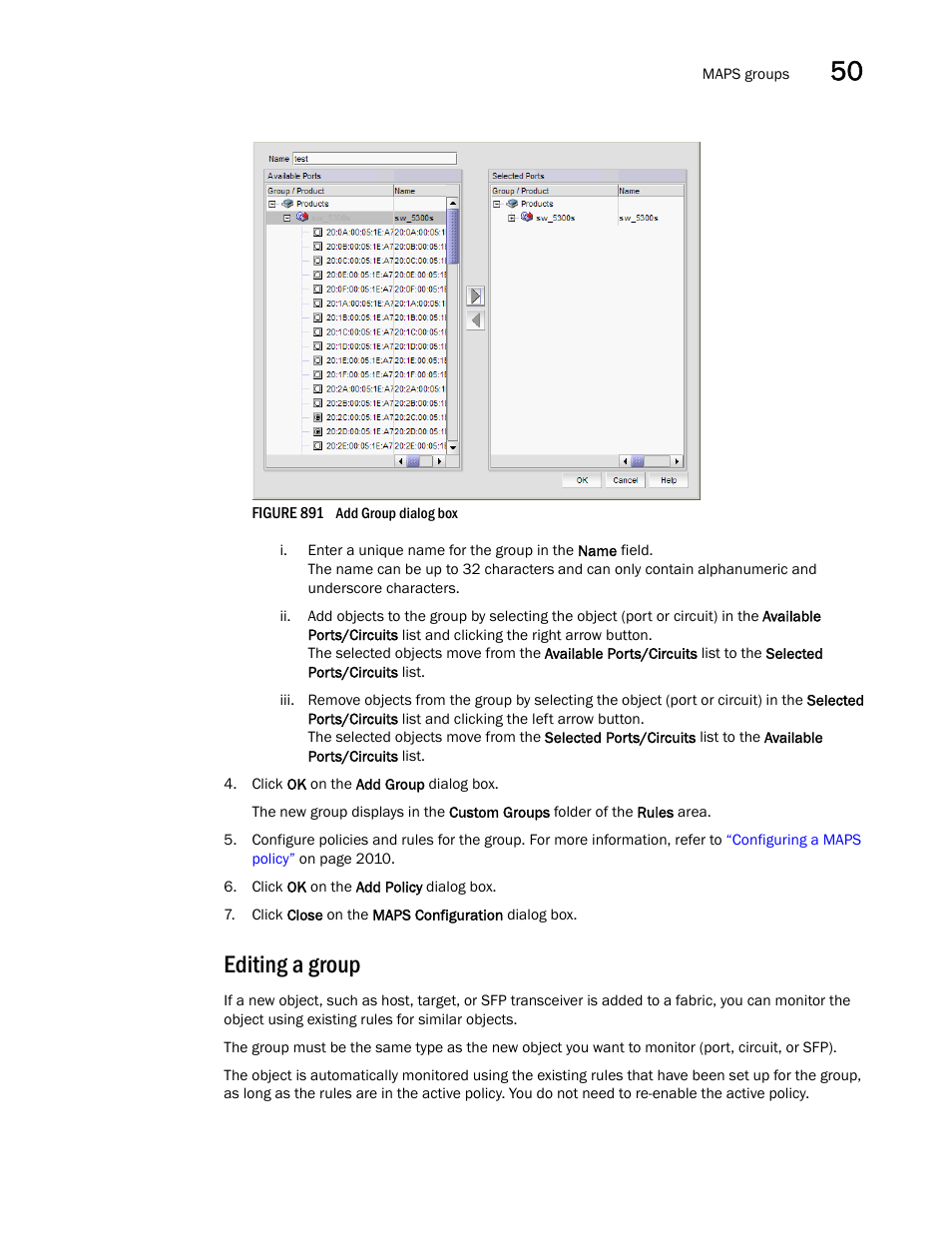 Editing a group | Brocade Network Advisor SAN + IP User Manual v12.3.0 User Manual | Page 2097 / 2702