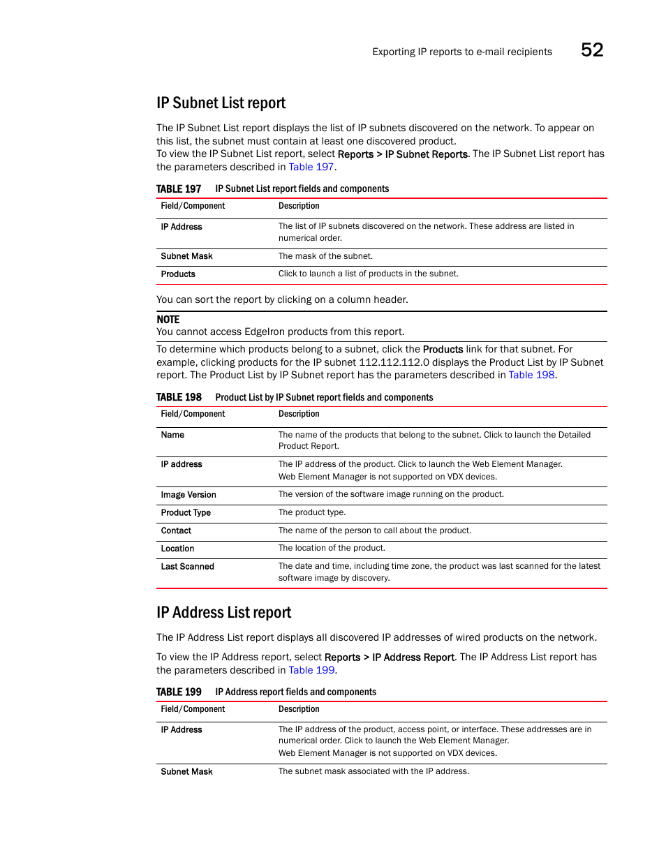 Ip subnet list report, Ip address list report | Brocade Network Advisor SAN + IP User Manual v12.3.0 User Manual | Page 2151 / 2702