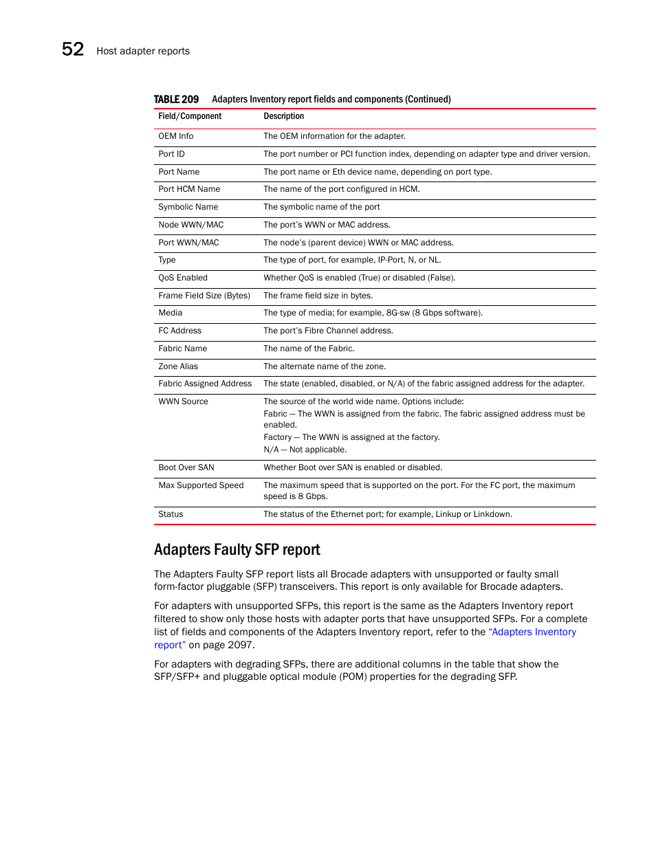 Adapters faulty sfp report | Brocade Network Advisor SAN + IP User Manual v12.3.0 User Manual | Page 2170 / 2702