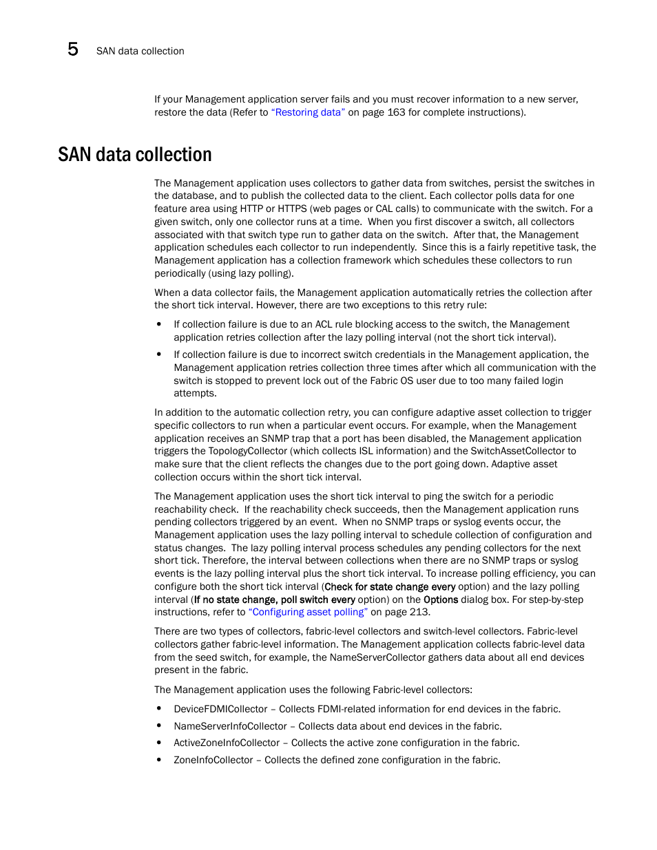 San data collection | Brocade Network Advisor SAN + IP User Manual v12.3.0 User Manual | Page 234 / 2702