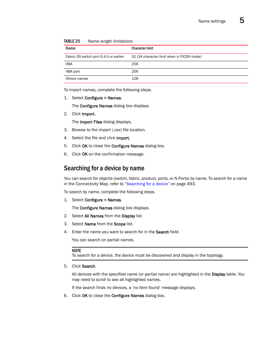 Searching for a device by name | Brocade Network Advisor SAN + IP User Manual v12.3.0 User Manual | Page 255 / 2702
