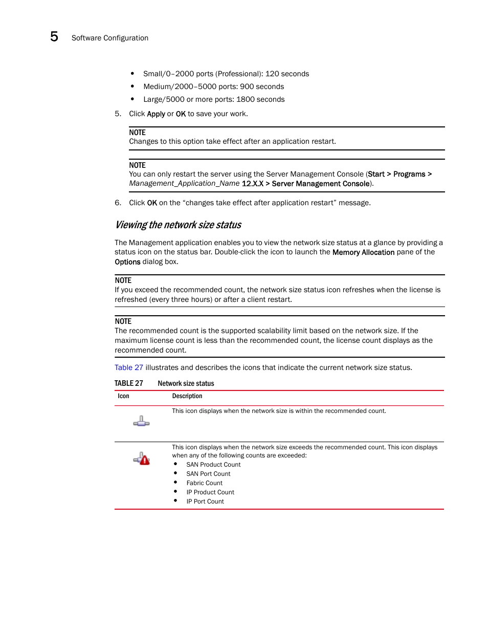 Viewing the network size status | Brocade Network Advisor SAN + IP User Manual v12.3.0 User Manual | Page 284 / 2702