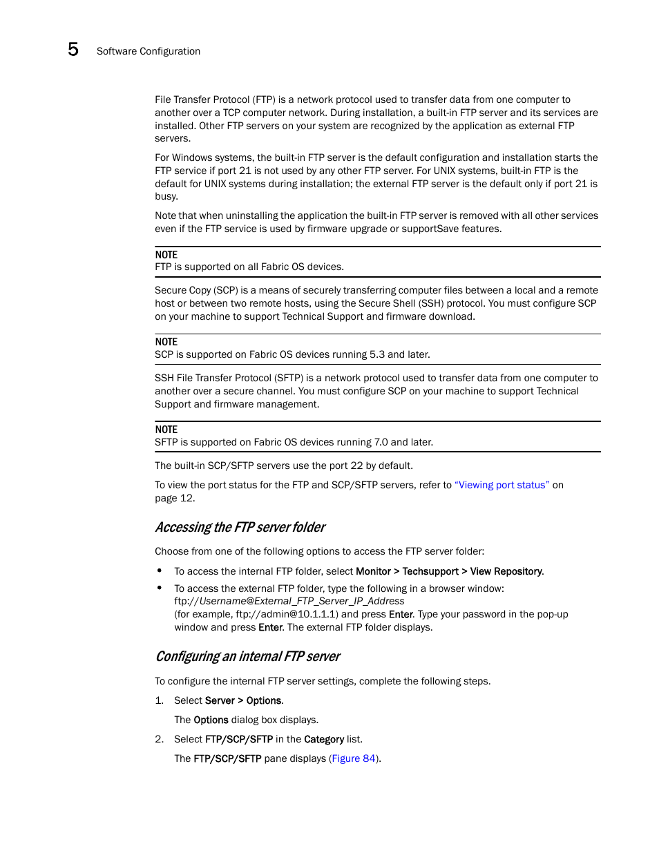 Configuring an internal ftp server, Accessing the ftp server folder | Brocade Network Advisor SAN + IP User Manual v12.3.0 User Manual | Page 288 / 2702