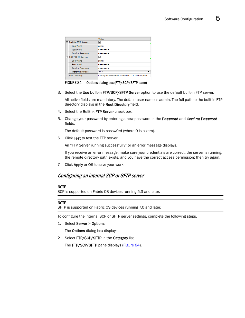 Configuring an internal scp or sftp server | Brocade Network Advisor SAN + IP User Manual v12.3.0 User Manual | Page 289 / 2702