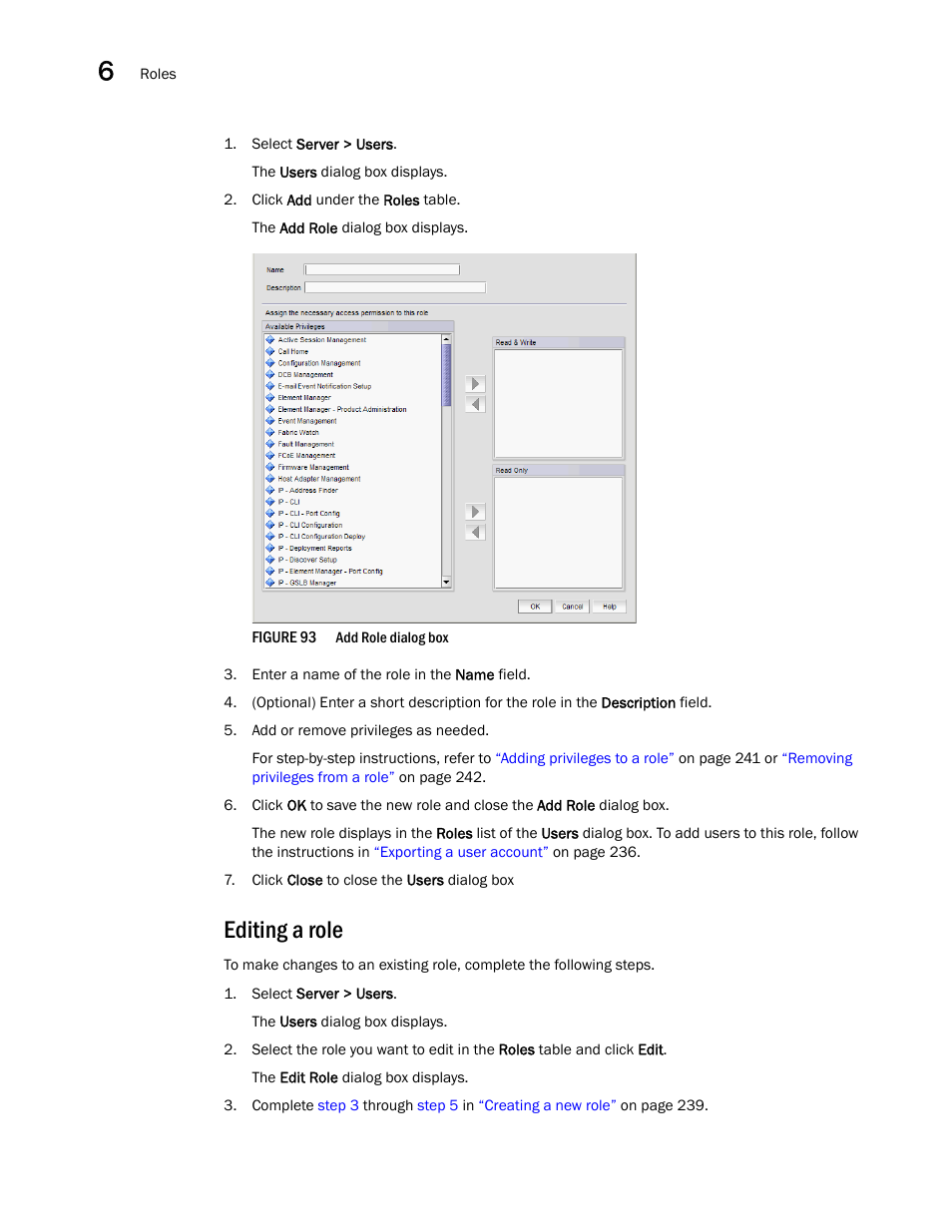 Editing a role | Brocade Network Advisor SAN + IP User Manual v12.3.0 User Manual | Page 312 / 2702