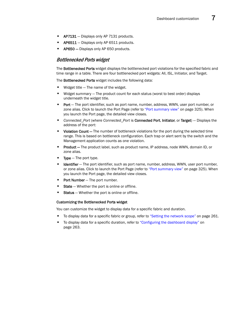 Bottlenecked ports widget | Brocade Network Advisor SAN + IP User Manual v12.3.0 User Manual | Page 339 / 2702
