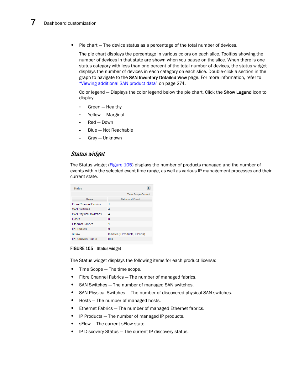 Status widget | Brocade Network Advisor SAN + IP User Manual v12.3.0 User Manual | Page 348 / 2702