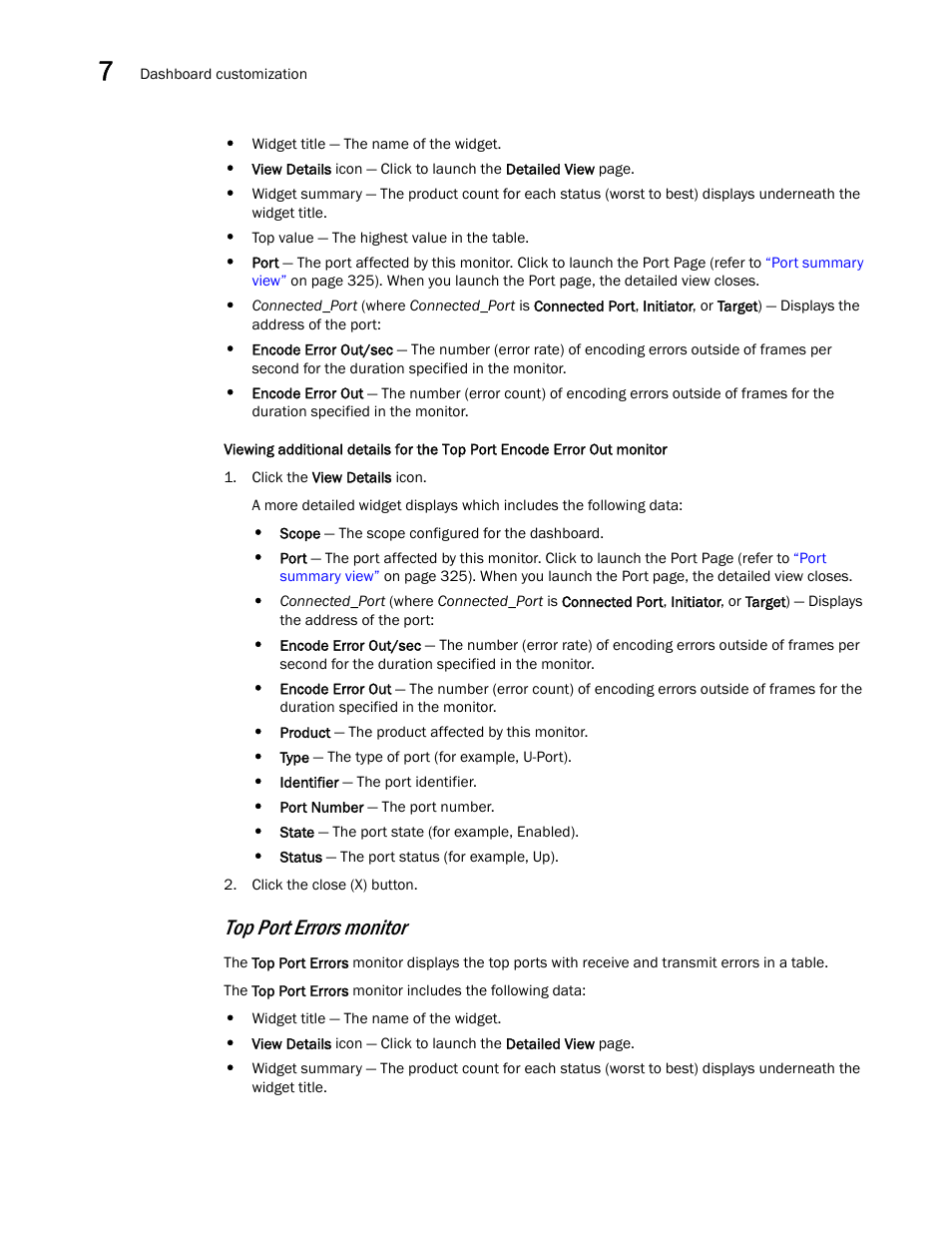 Top port errors monitor | Brocade Network Advisor SAN + IP User Manual v12.3.0 User Manual | Page 360 / 2702