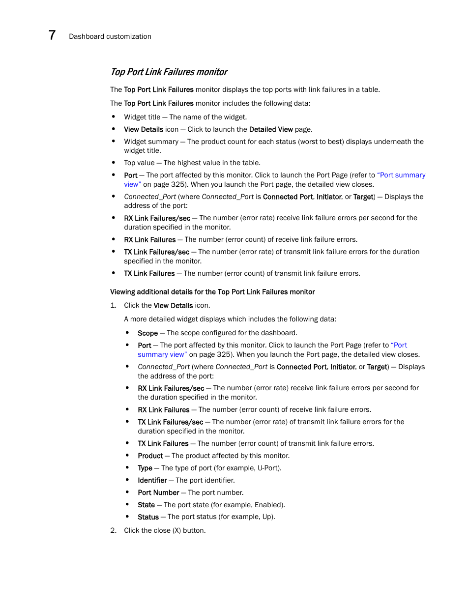 Top port link failures monitor | Brocade Network Advisor SAN + IP User Manual v12.3.0 User Manual | Page 362 / 2702