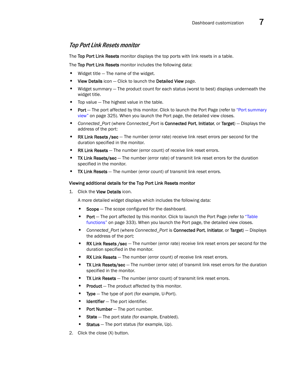 Top port link resets monitor | Brocade Network Advisor SAN + IP User Manual v12.3.0 User Manual | Page 363 / 2702