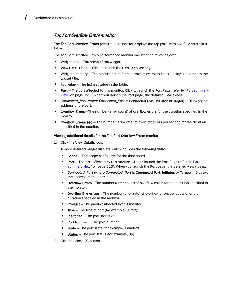 Top port overflow errors monitor | Brocade Network Advisor SAN + IP User Manual v12.3.0 User Manual | Page 364 / 2702