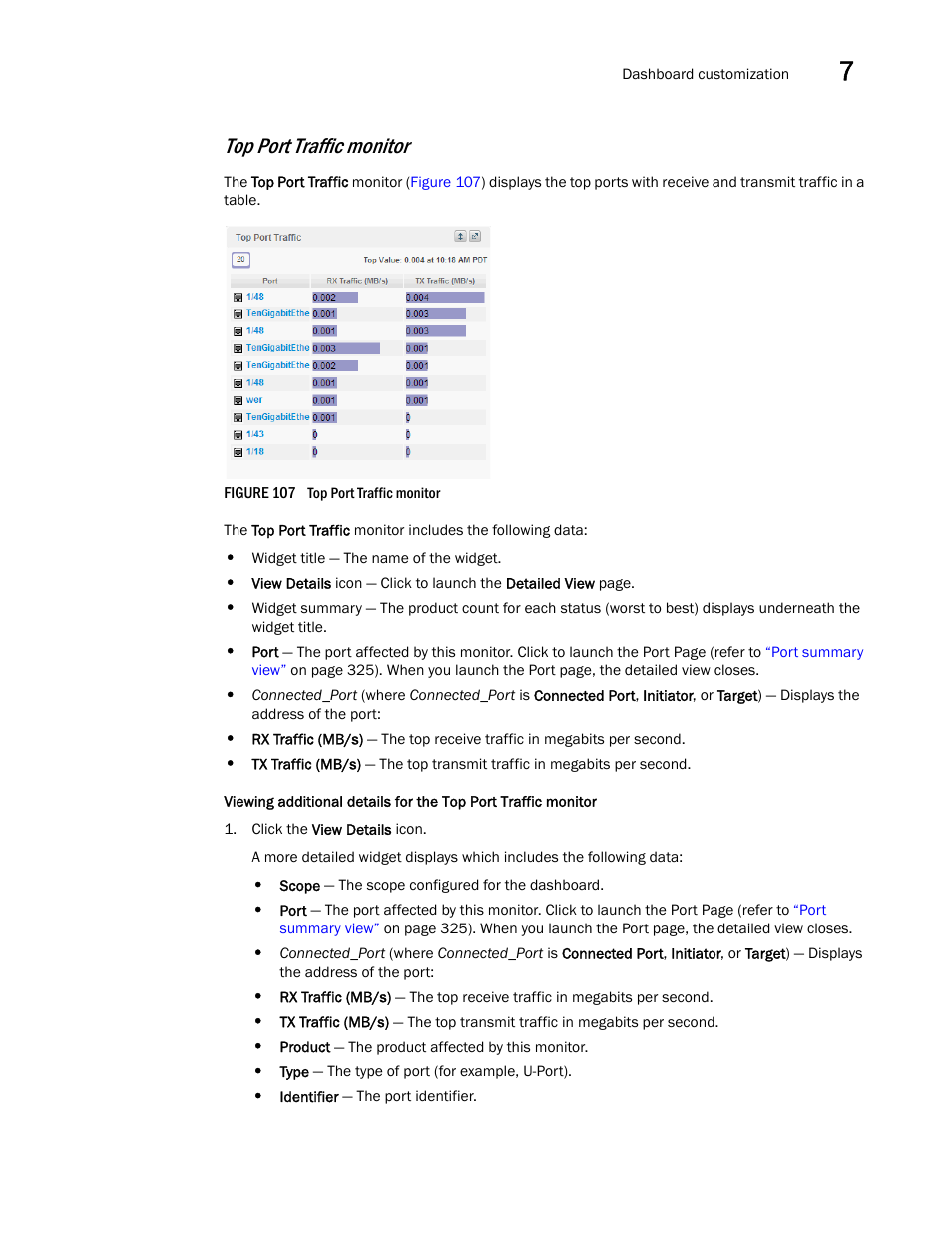 Top port traffic monitor | Brocade Network Advisor SAN + IP User Manual v12.3.0 User Manual | Page 369 / 2702