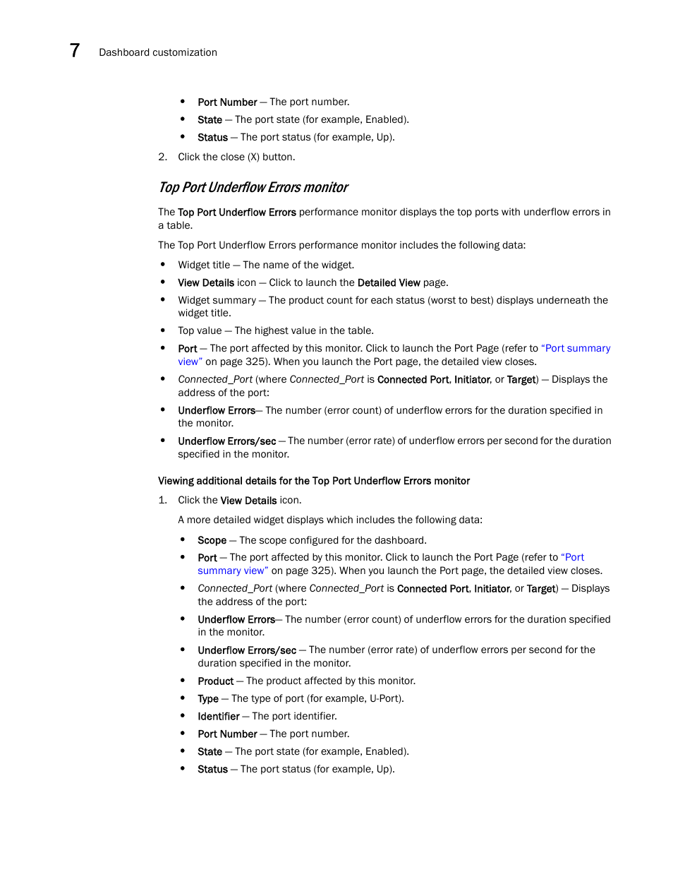 Top port underflow errors monitor | Brocade Network Advisor SAN + IP User Manual v12.3.0 User Manual | Page 370 / 2702